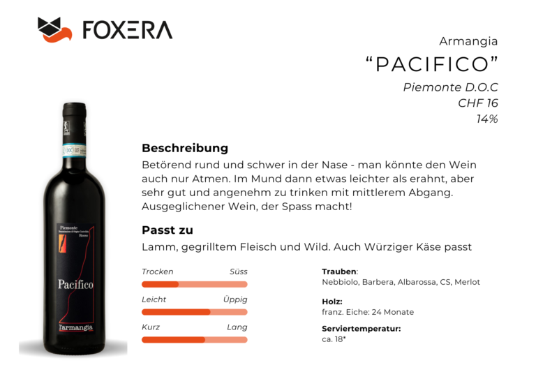 Armangia Pacifico Rotwein